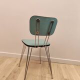 Pair of green Formica chairs with Eiffel legs