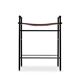 Set of 3 Contemporary Bar Stools in Dark Brown Leather and Black Metal Rubber.