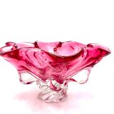 Pink bowl by J. Hospodka, Chribska Sklarna, Czechoslovakia, 1960s/70s.