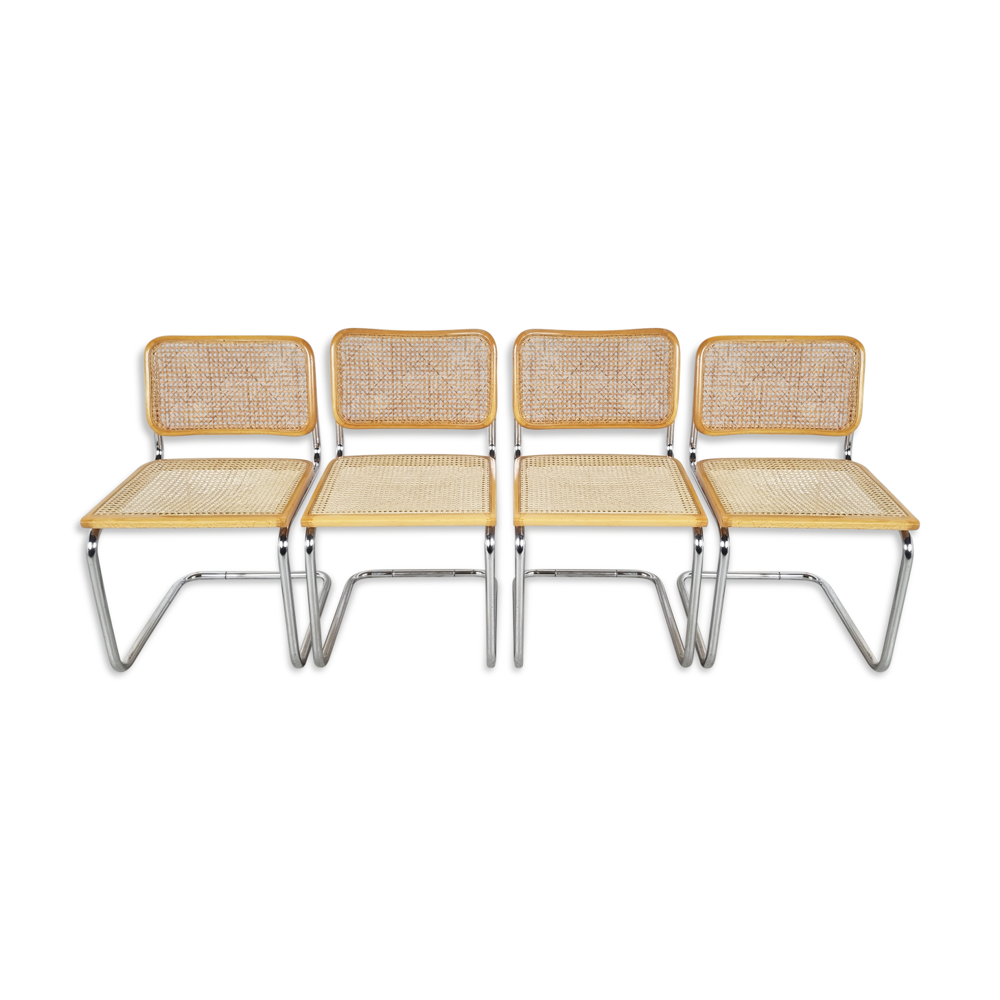Set of 4 vintage Marcel Breuer Cesca chairs, made in italy, 1970s