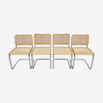 Lot de 4 chaises Cesca de Marcel Breuer, fabriquées en Italie, années 1970