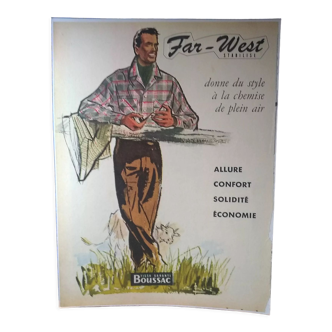 A paper ad fashion man far West Boussac from a period magazine