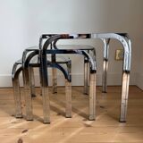 Set of 3 Roche Bobois nesting tables in smoked glass