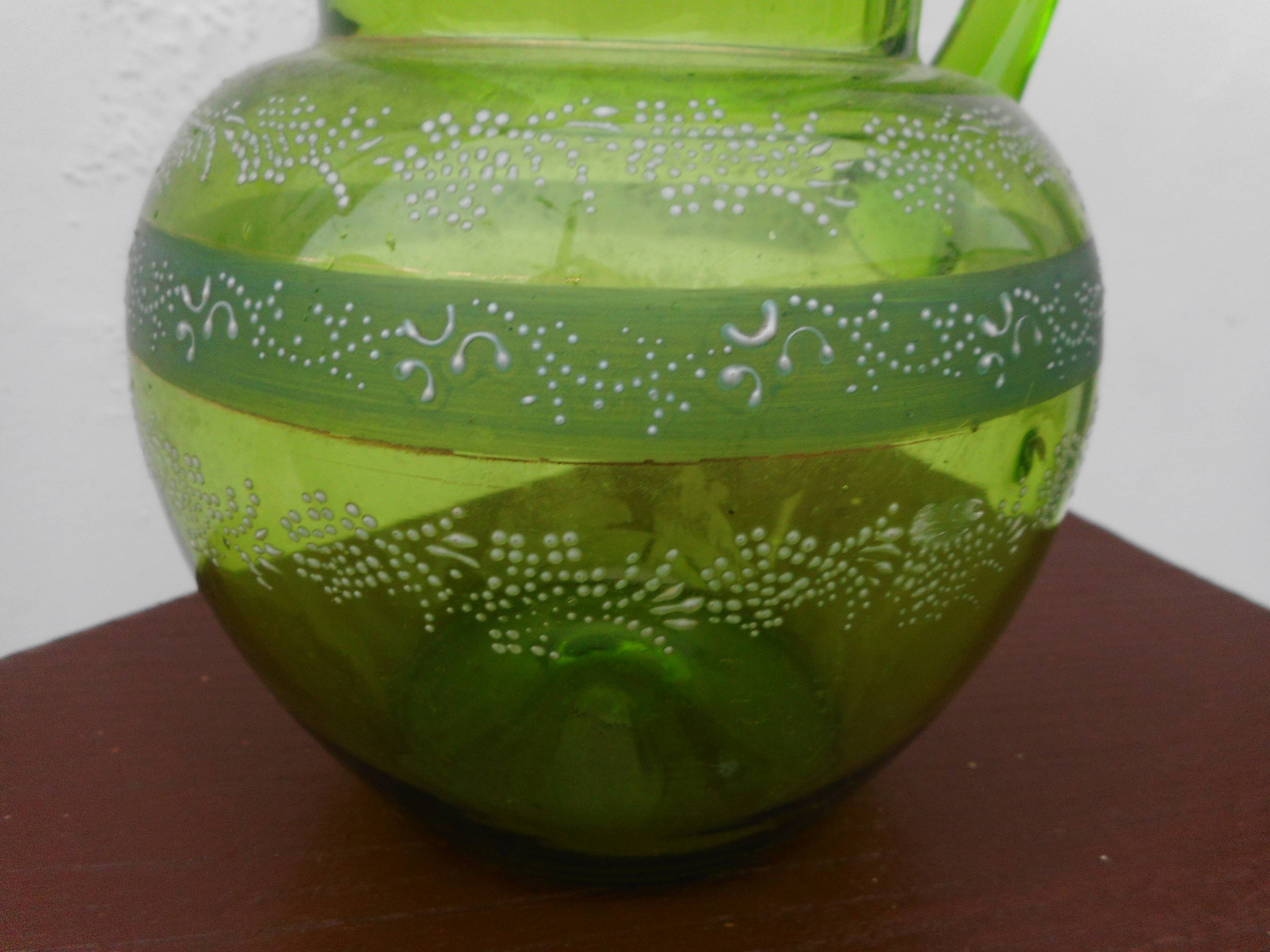Green glass pitcher