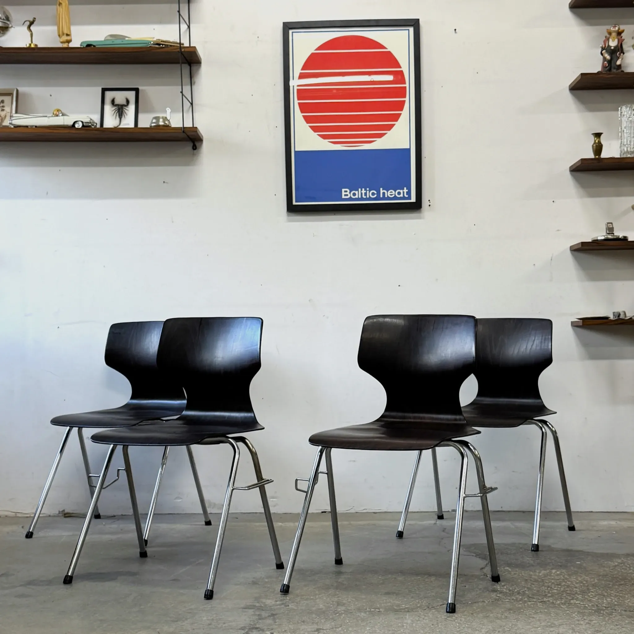 Set of 4 stackable chairs, Pagwood (Pagholz), Germany, 1960s/70s