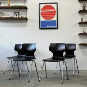Ensemble de 4 chaises empilables, Pagwood (Pagholz), Allemagne, années 1960/70.