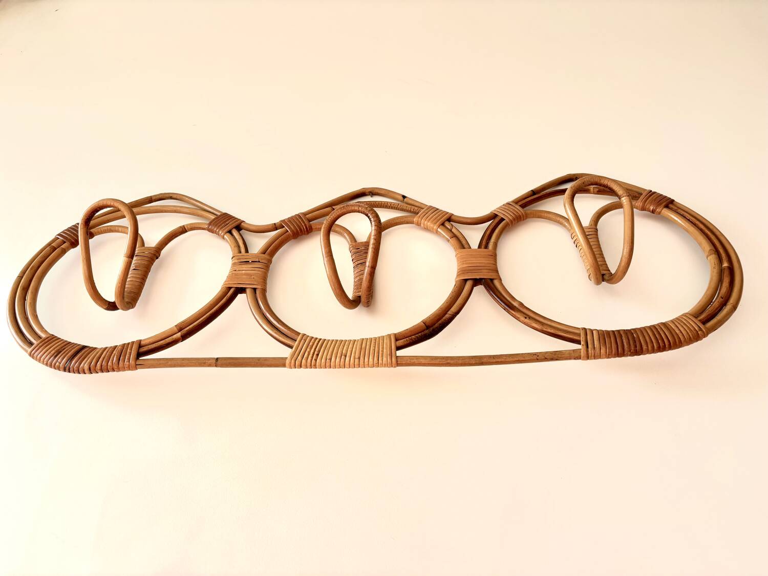 Wall-mounted rattan coat rack by Franco Albini, 1960