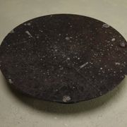 Rare fossil stone and steel coffee table by Metaform 1970s