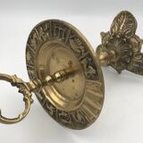 Cendrier sur pied en laiton massif vintage décor signes du zodiaque