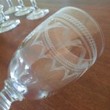 Set of 6 antique engraved glasses