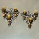 Pair of wrought iron sconces, 1980s