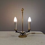 Very old Danish table lamp in brass and metal. 1930-1950s