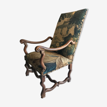 Louis XIII armchair called sheep's bones with aubusson tapestry