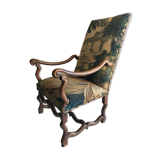 Louis XIII armchair called sheep's bones with aubusson tapestry