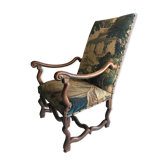 Fauteuil Louis XIII dit os de mouton avec tapisserie d'aubusson
