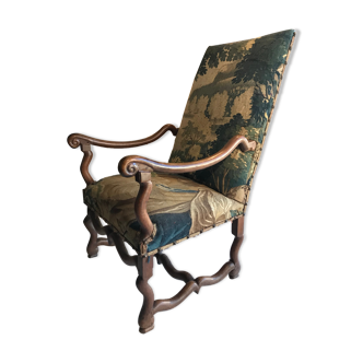 Louis XIII armchair called sheep's bones with aubusson tapestry
