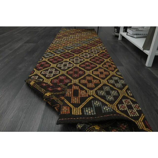 1970s Vintage Turkish Oushak Handmade  Colorful Runner Rug 70x290