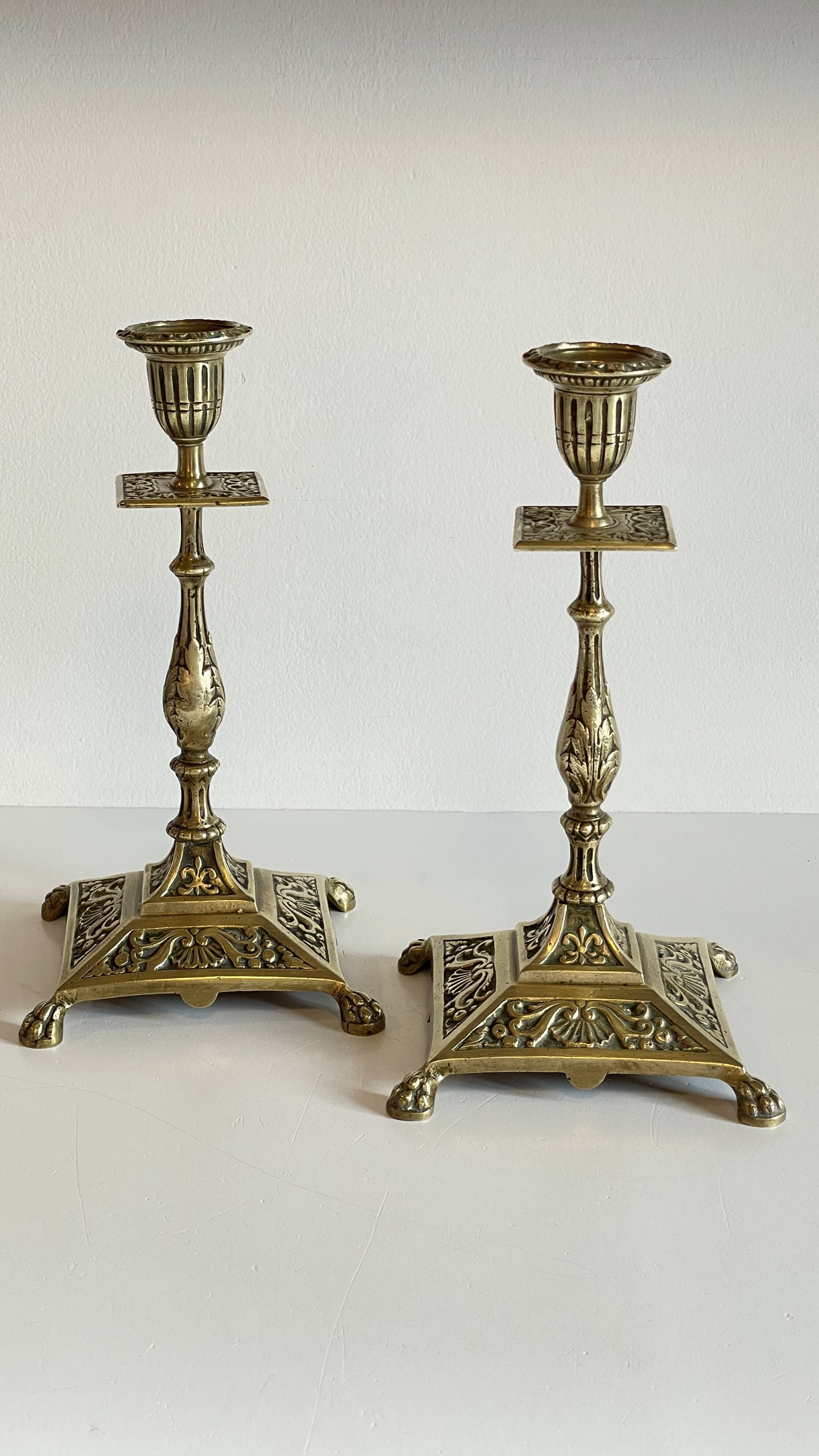 Antique Lion's Paw Candlesticks