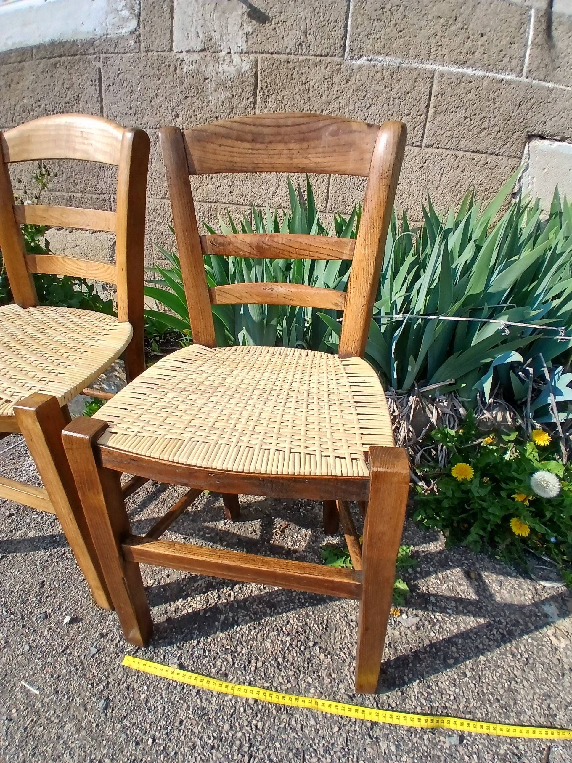 Pair of caned church chairs
