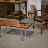 1960s designer coffee table in rosewood and ceramic