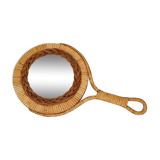 Vintage rattan hand mirror