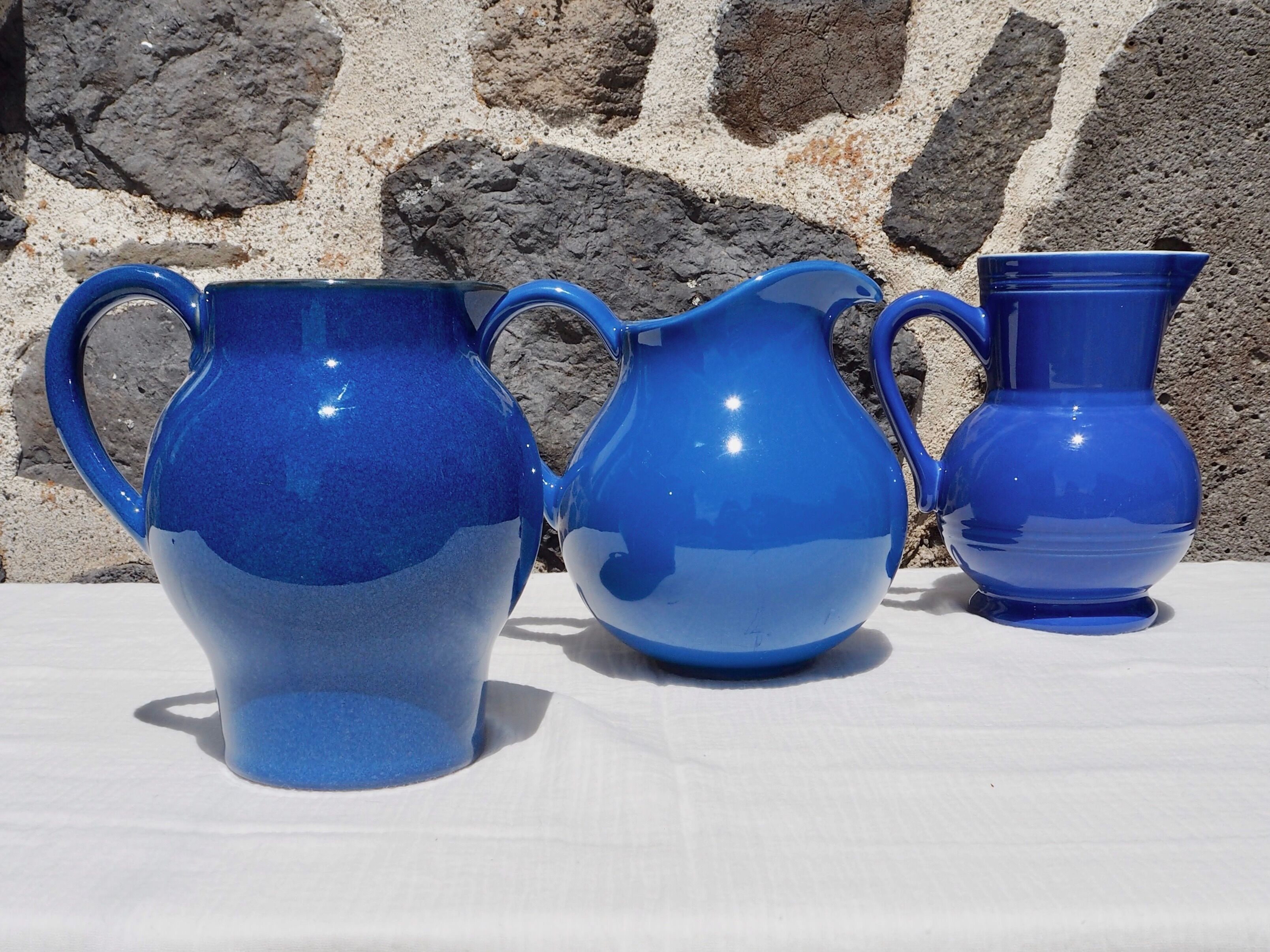 Blue ceramic pitcher Emile Henry