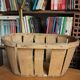 Wooden crate with slats strapping stamp mussy red storage