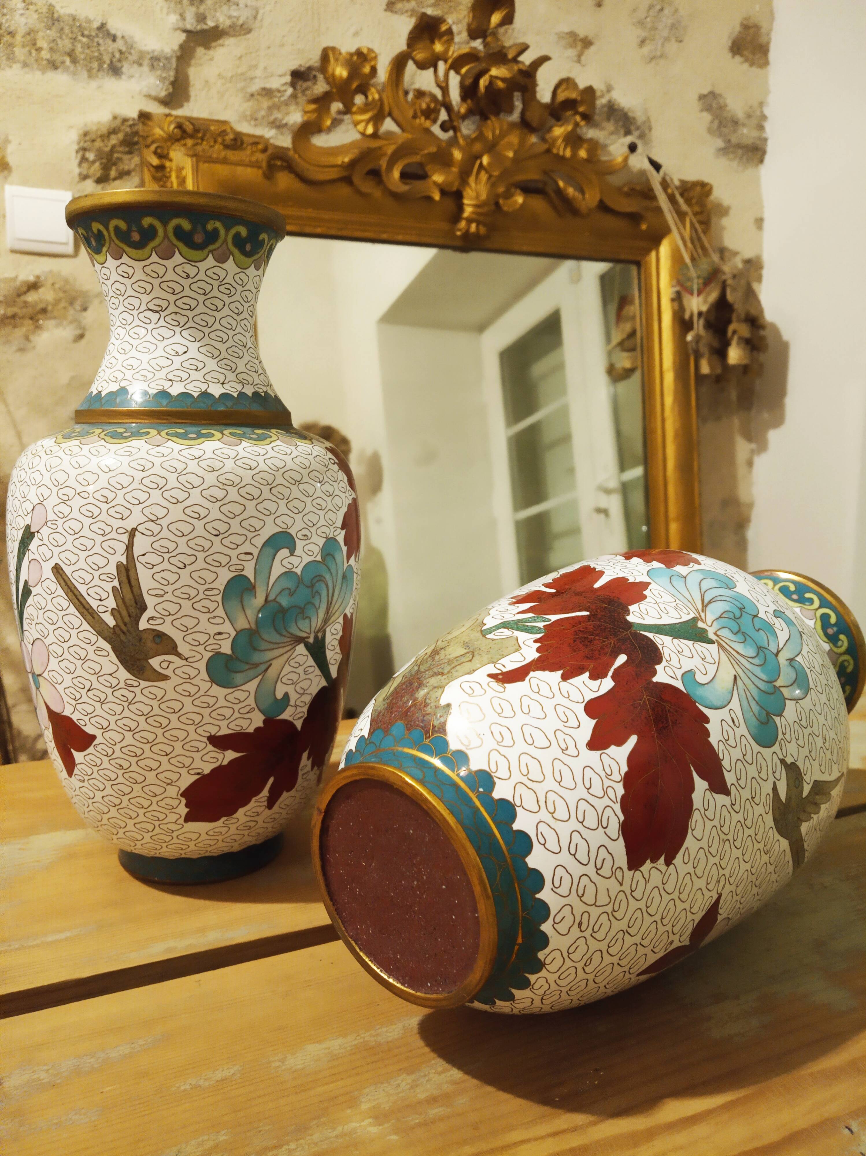 Pair of cloisonné vases