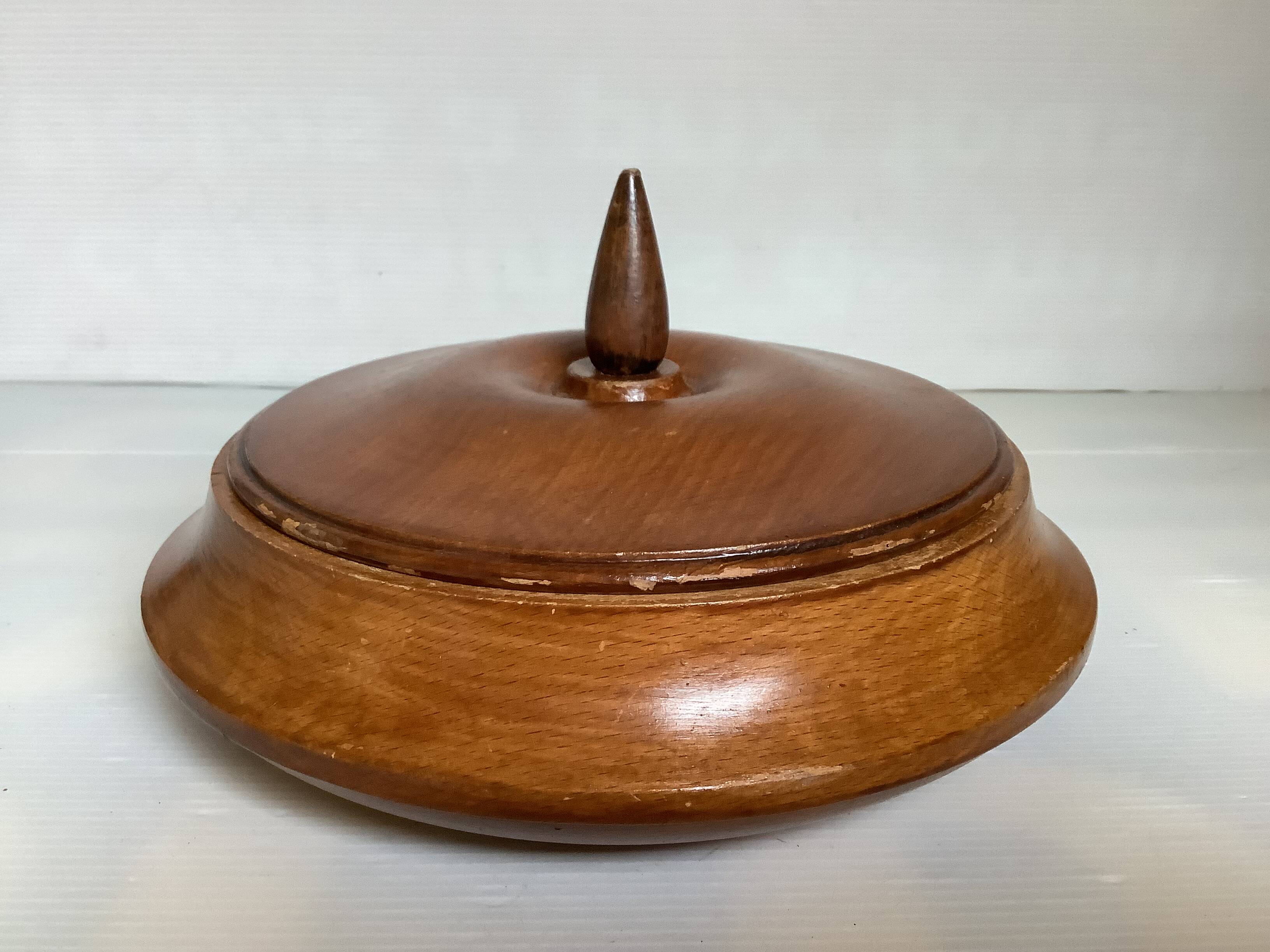 Large Scandinavian wooden box empty pocket