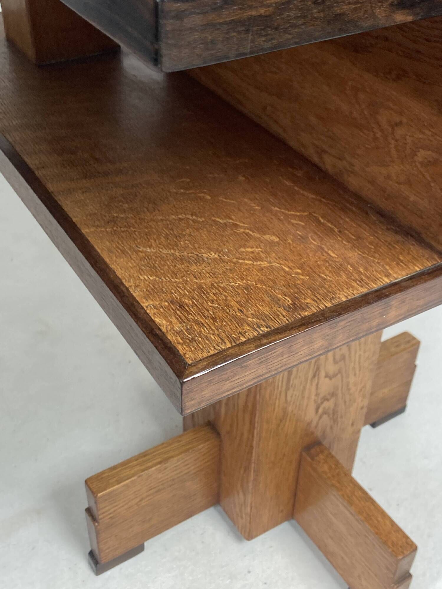 Dutch art deco Amsterdam school oak and coromandel side table, 1930s