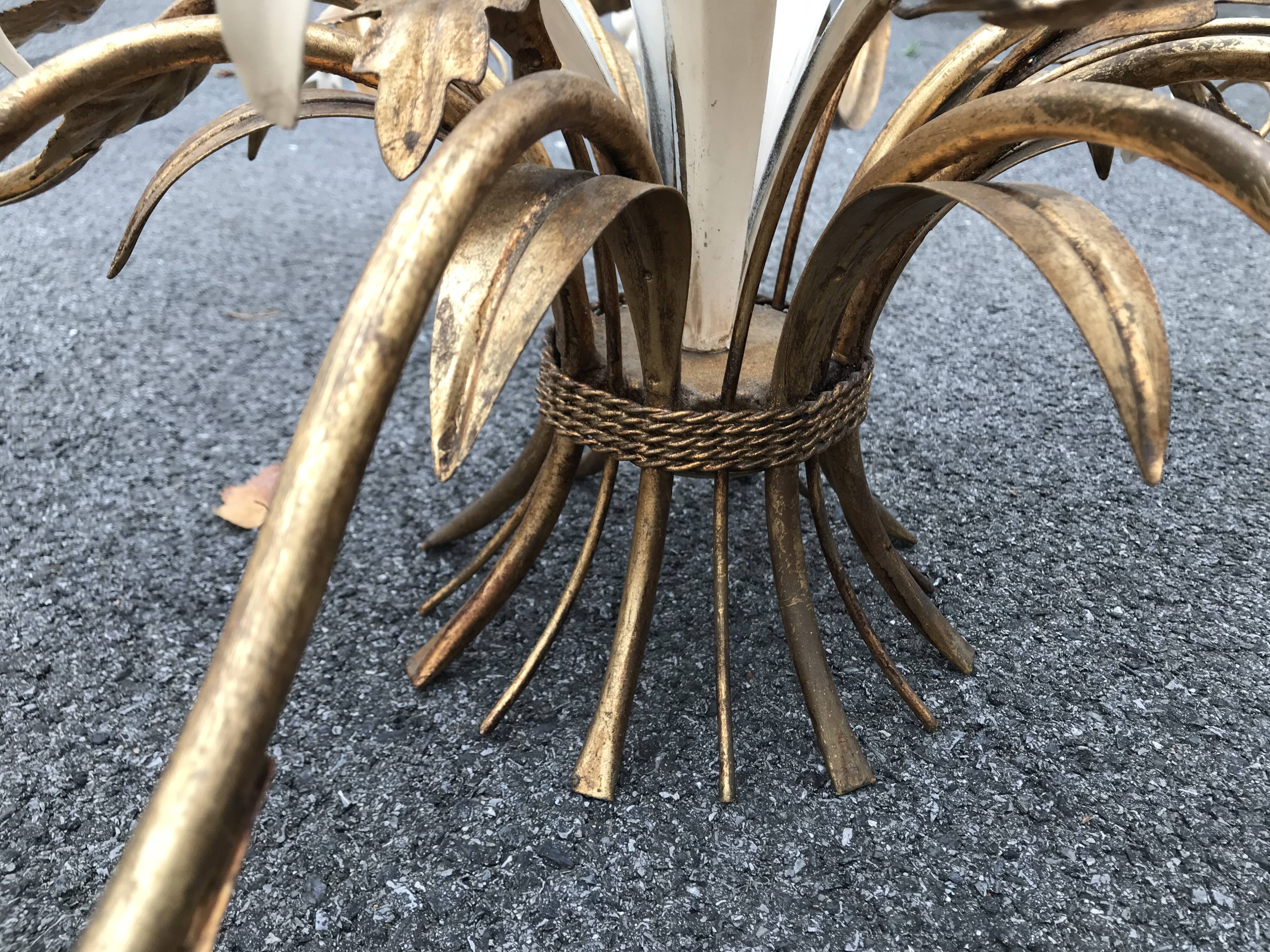 8 lights golden leaves and white flowers chandelier