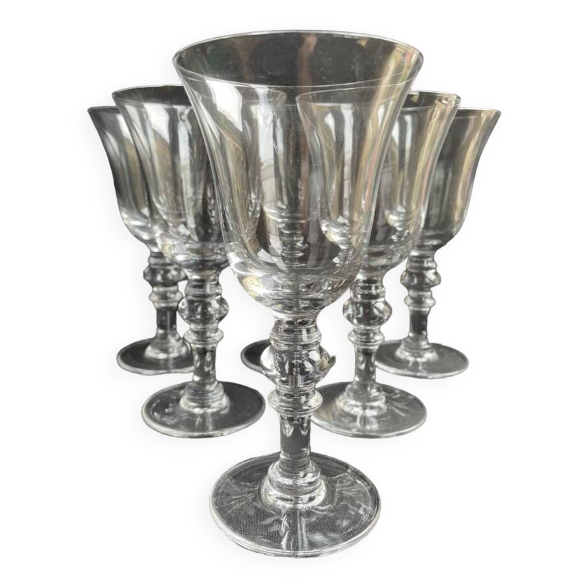 6 Water glasses – Stamped blown crystal