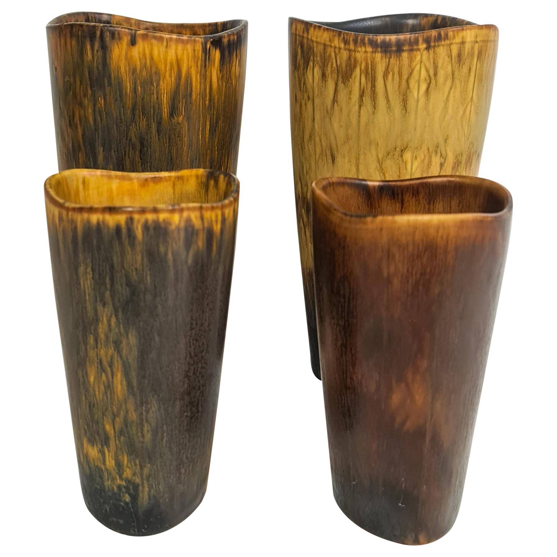 Set de 4 vases en céramique de style moderne du milieu du siècle Gunnar Nylund Rörstrand Suède