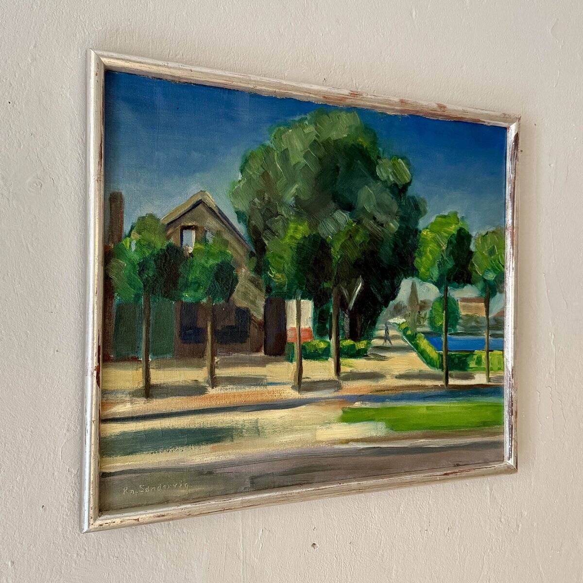 Unknown, Village Landscape, 1950, Oil, Framed