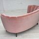 1970s, Danish 2-seater curved sofa, original salmon pink furniture velour.