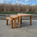 Vintage triangular oak side nesting tables (3)