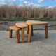 Vintage triangular oak side nesting tables (3)