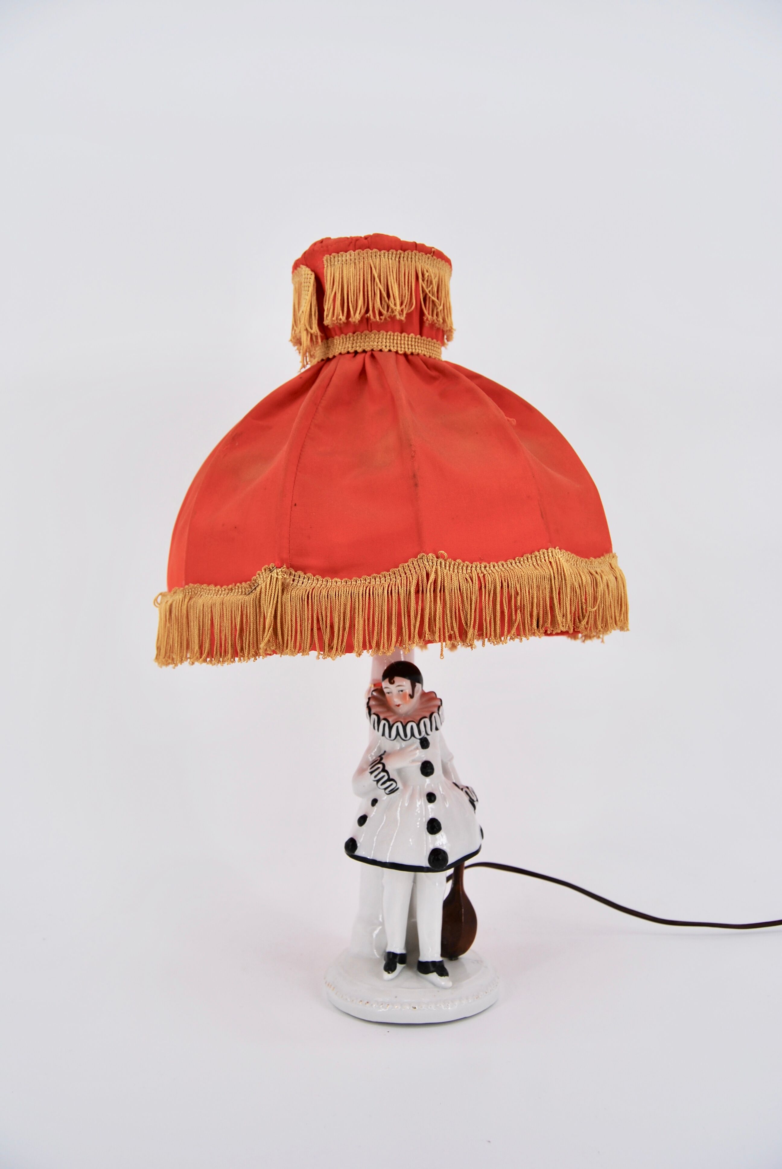 Old art deco ceramic lamp Pierrot 1930/40