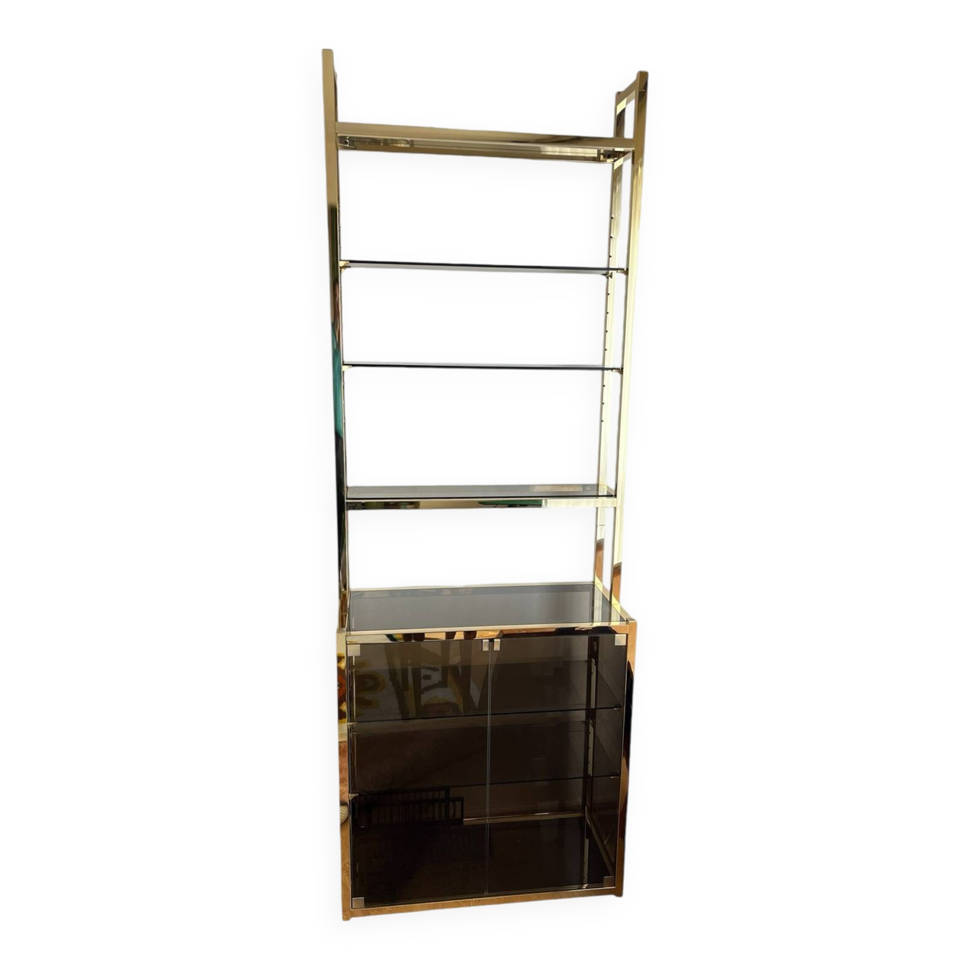 Brass and smoked glass shelf 1970s