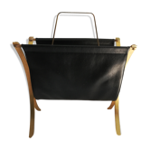 Vintage brass and skai magazine holder