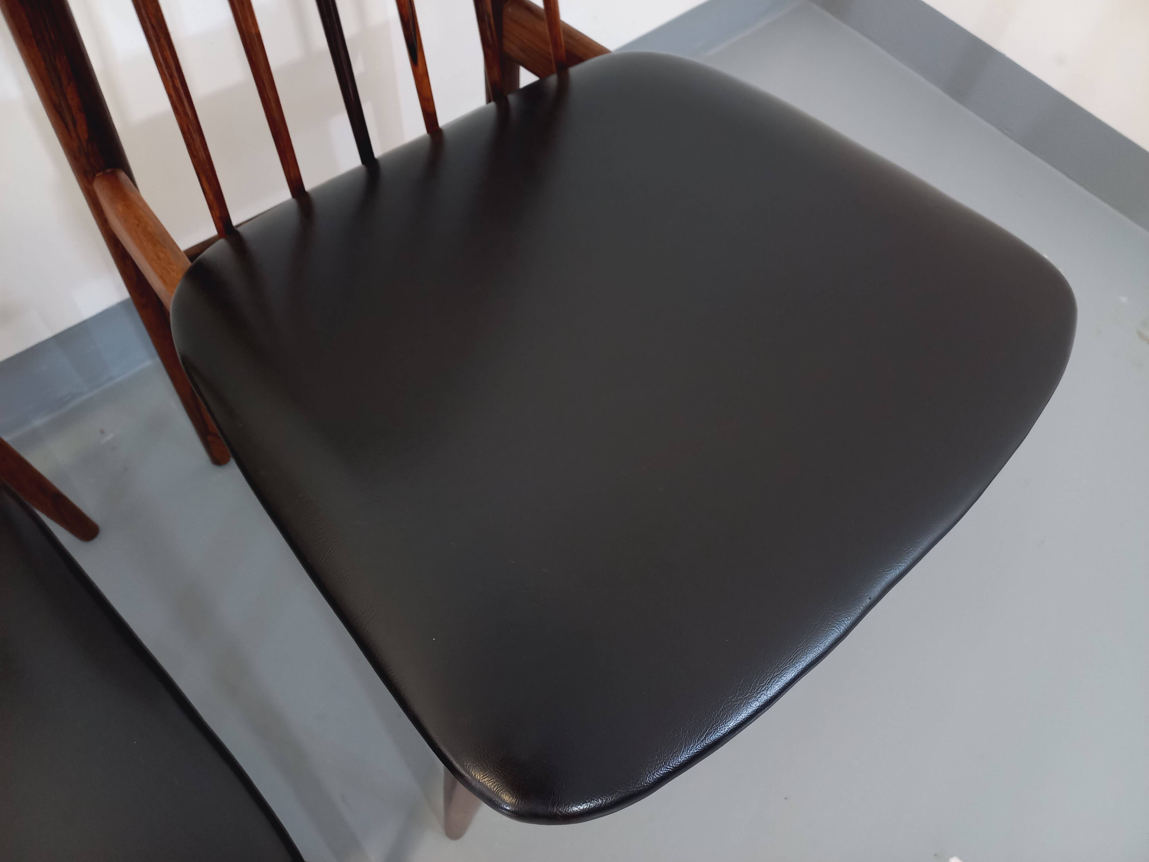 Set of 4 vintage Scandinavian style rosewood chairs from the 60s, by Ernst Martin Dettinger