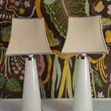 Large White Crystal Glass Table Lamps, Carl Fagerlund, Orrefors, 1960, Set of 2