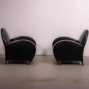 Pair of mid-century leather armchairs, circa 1970, made in Belgium.