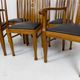 Set of 6 Art Nouveau chairs and armchairs in oak and leather.