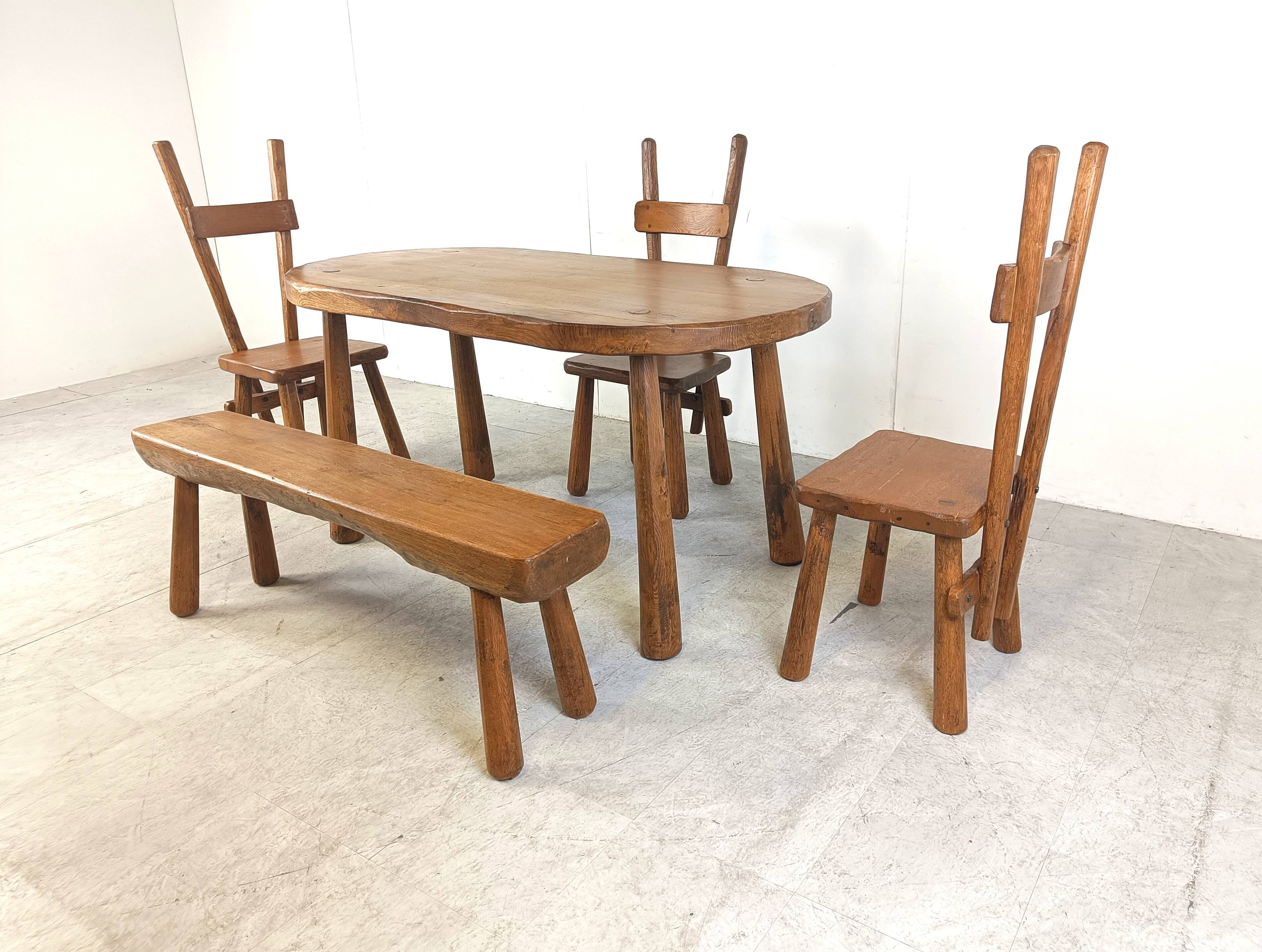 Vintage brutalist dining set, 1960s