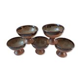 Lot de 5 coupes à fruits / glace en grès poterie artisanale années 70