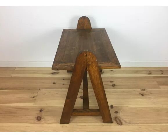 Mid-century solid wood compass side table