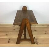 Mid-century solid wood compass side table
