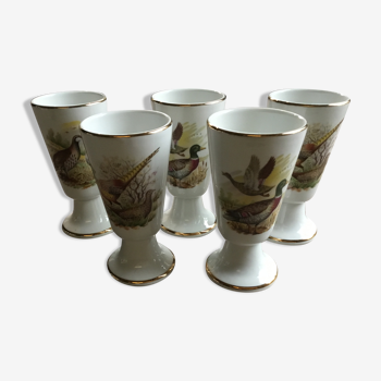 Set of 5 mugs bird decoration