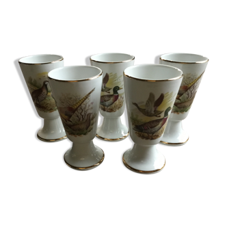 Set of 5 mugs bird decoration